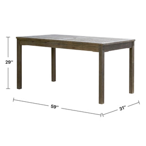 Caladesi Grey-washed Rectangular Farmhouse Wood Patio Dining Table for 6 Seaters