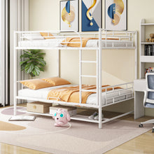 Load image into Gallery viewer, Full Over Full Metal Bunk Bed with Shelf and Guardrails, White
