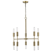 Load image into Gallery viewer, Candle Style Ten Light Metal Dimmable Chandelier - Brass
