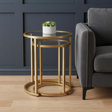 Load image into Gallery viewer, Glass Round Nested Tables (Set of 2) - Gold
