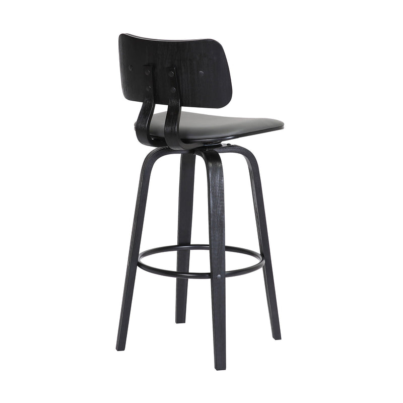 26" Faux Leather Swivel Low Back Counter Height Bar Chair - Gray And Black