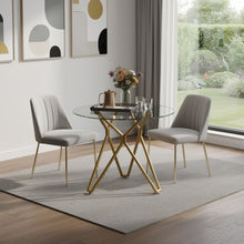 Load image into Gallery viewer, Glass Round Trestle Coffee Table - White / Gold
