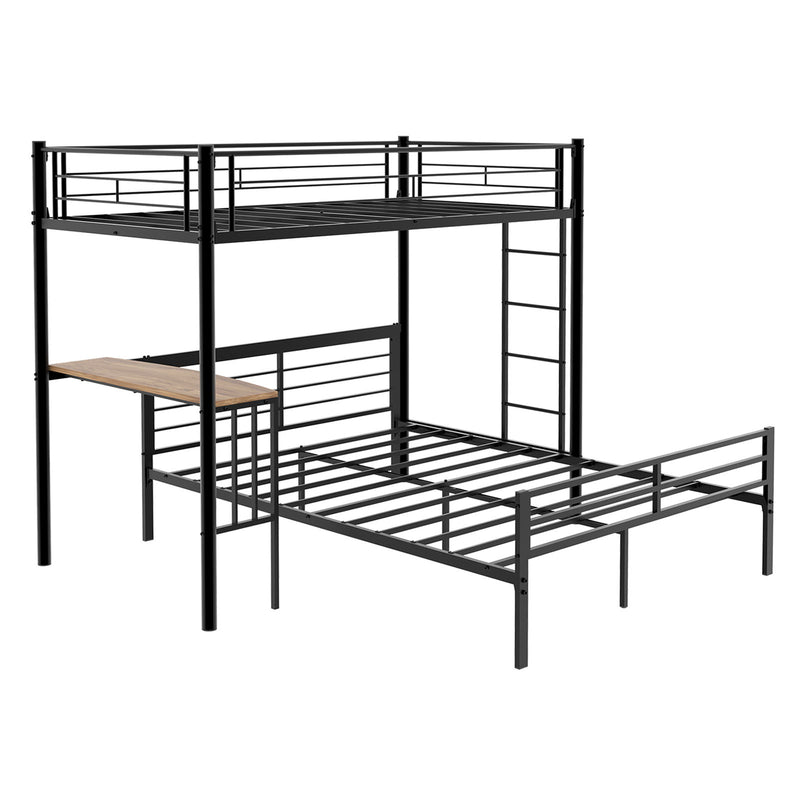 Bunk Bed With Built In Desk & Guardrail Frame