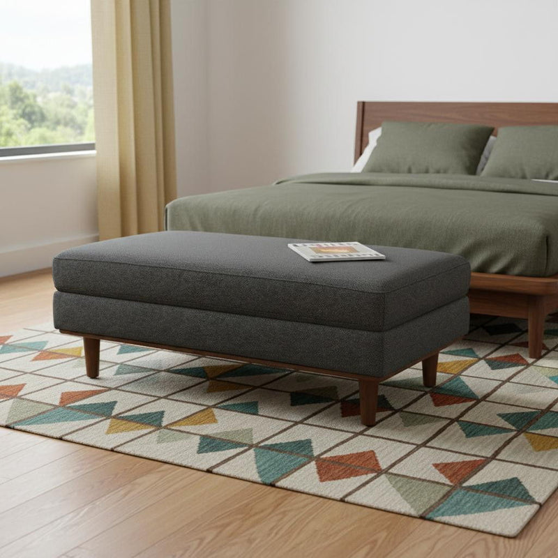 49" Fabric Cocktail Ottoman - Gray / Brown