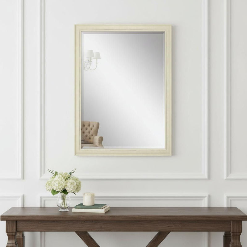 40" Solid Wood Framed Accent Mirror - White