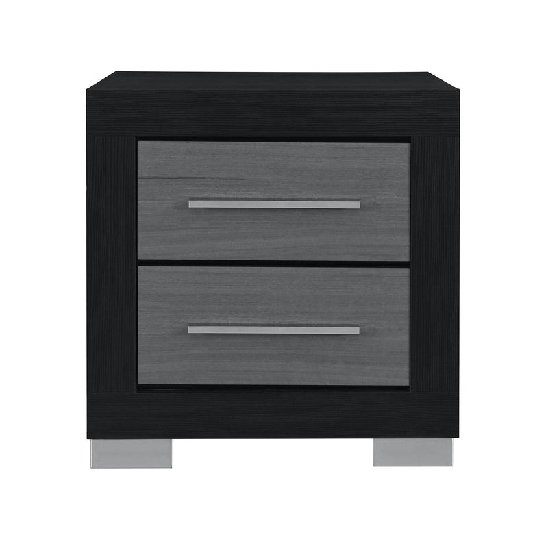 23" Wood Square Two Drawer Nightstand - Black And Gray
