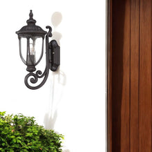 Load image into Gallery viewer, Cast Aluminum Glass Lantern Wall Light - Black
