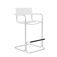 Load image into Gallery viewer, Leather Bar Height Bar Chair - White / Silver
