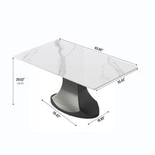 Load image into Gallery viewer, 63&quot; Modern Artificial Stone Panel Stainless Steel Curved Legs, Can Accommodate 6-8 People - White / Gray
