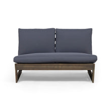 Load image into Gallery viewer, Outdoor Loveseat With Slat Paneling And Water Resistance Cushion - Dark Gray
