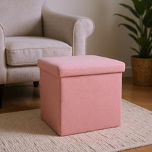 Load image into Gallery viewer, 12" Boucle Cube Storage Ottoman - Pink
