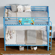 Load image into Gallery viewer, Bunk Bed, Convertible To 2 Separate Twin Size Beds With Full Length Guardrail &amp; Ladder, No Box Spring Needed - Blue
