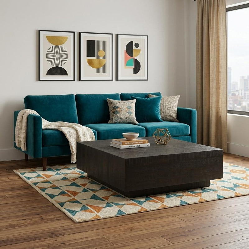 Square Frame Coffee Table - Dark Brown / Brown
