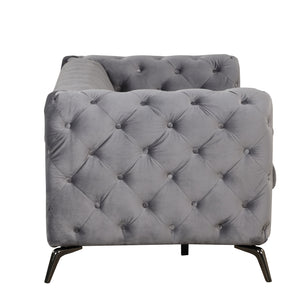 63" Velvet Upholstered Loveseat Sofa,Modern Loveseat Sofa with Button Tufted Back,2-Person Loveseat Sofa Couch for Living Room,Bedroom,or Small Space,Gray