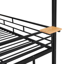 Load image into Gallery viewer, Twin Over Twin Metal Bunk Bed, Metal Housebed with Slide and Storage Stair, Black with Black Slide
