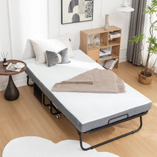 Load image into Gallery viewer, Foldable Metal Frame Bed For Guest With Memory Foam Mattress On Wheels, Saving Space Rollaway Bed
