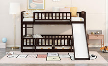 Load image into Gallery viewer, Low Bunk Bed With Slide, Fence And Ladder
