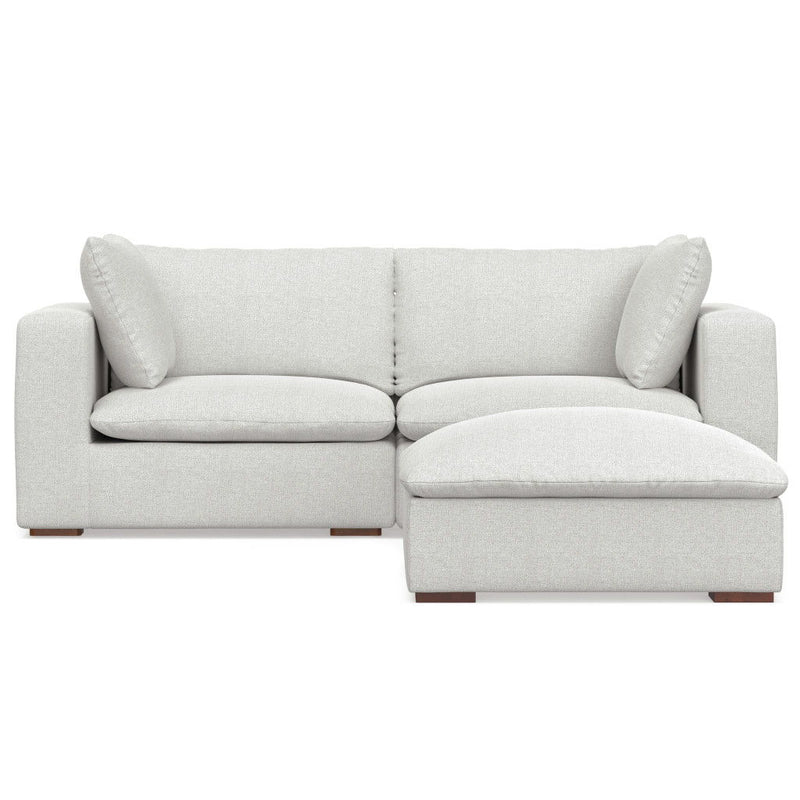 88" 2 Piece Living Room Set Fabric Sofa With Ottoman With Brown Legs - Gray