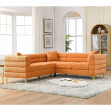 Load image into Gallery viewer, Oversized L - Shaped Corner Sofa, 5 Seater Sectional With 3 Cushions, Living Room Furniture - Orange
