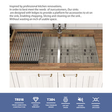 Load image into Gallery viewer, Undermount Double Bowl Kitchen Sink 16 Gauge With 9" Deep Basin - Brushed Nickel
