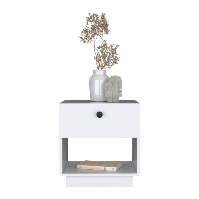 20" One Drawer Faux Wood Nightstand - White