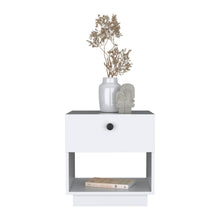 Load image into Gallery viewer, 20" One Drawer Faux Wood Nightstand - White
