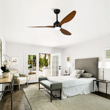 Load image into Gallery viewer, Ceiling Fan With Lights Quiet DC Motor 3 Blade Ceiling Fans 6 Speed Levels, Reversible Ceiling Fan - Matte Black / Wood
