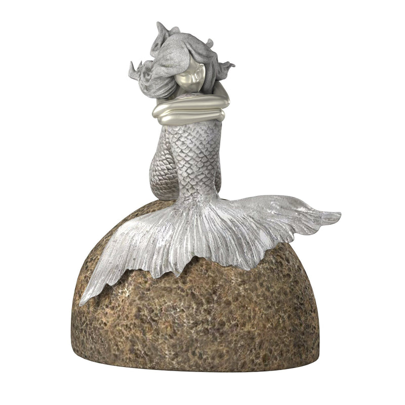 Contemplative Mermaid Tabletop Sculpture - Brown / Silver