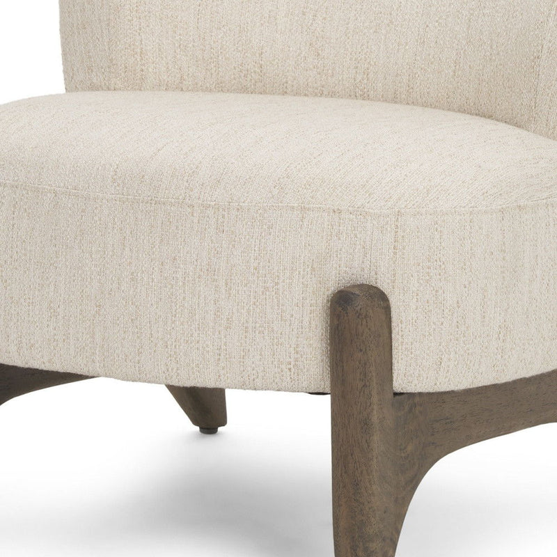 Upholstery And Solid Wood Slipper Chair - Cream / Dark Brown