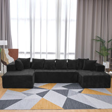 Load image into Gallery viewer, Modular U-Shaped Sectional Sofa, 4 Seater Chaise Lounge With Reversible Design Striped - Black
