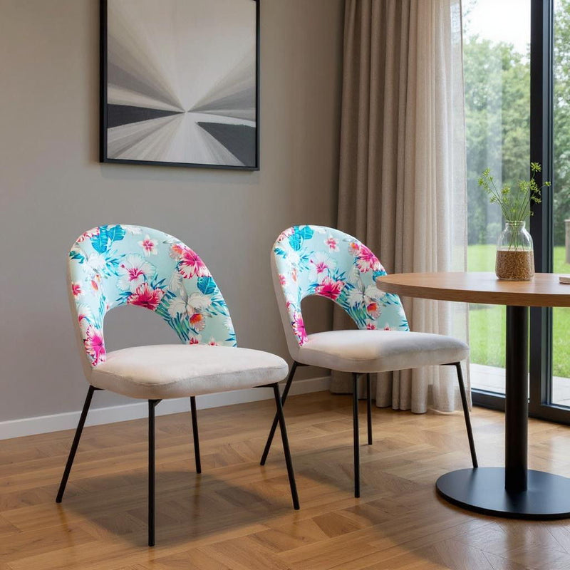 Velvet Steel Velvet Steel Tropical Floral Dining Side Chairs (Set of 2) - Gray