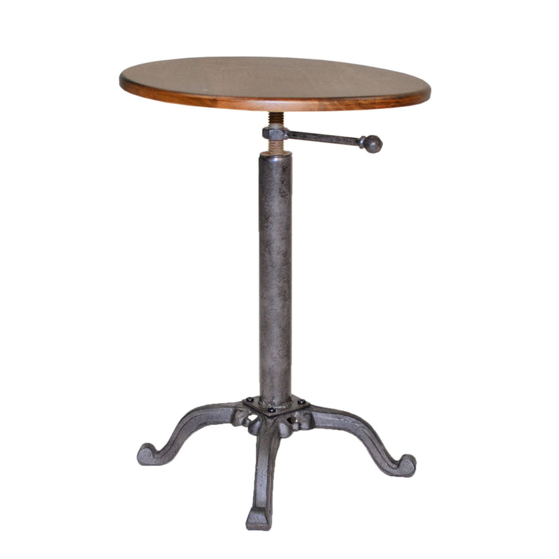 Industrial Solid Wood Round End Table - Chestnut