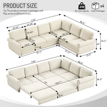 Load image into Gallery viewer, L-Shaped Sofa Couch With Pull Out Bed With Nailhead Trim &amp; Rolled Arm
