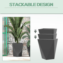 Load image into Gallery viewer, Outsunny - 18", 15.25", 11.75" Tall Planters (Set of 3), Indoor Outdoor Planters With Drainage Holes, Stackable Flower Pots For Garden, Patio, Balcony, Front Door - Gray
