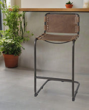Load image into Gallery viewer, Leather And Steel Bar Chair - Brown
