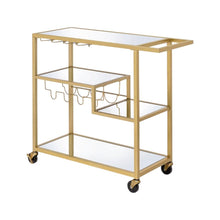 Load image into Gallery viewer, 40" Glass And Iron Rolling Prep Table - Clear / Gold
