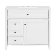Load image into Gallery viewer, Bathroom Vanity With Sink, 3 Drawers &amp; Cabinet With Adjustable Shelves
