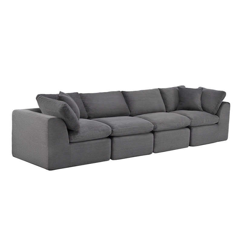 Corduroy Modular Sofa Chaise With Toss Pillows (725198) - Dark Gray
