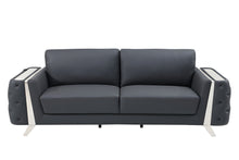 Load image into Gallery viewer, Italian Leather Sofa - Gray / Silver

