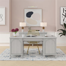 Load image into Gallery viewer, Selena - Double Pedestal Desk - Rustic White

