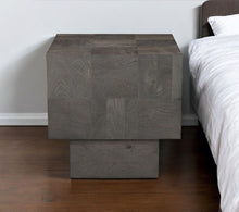 Load image into Gallery viewer, 22" Distressed Solid Wood Square Block End Table - Gray
