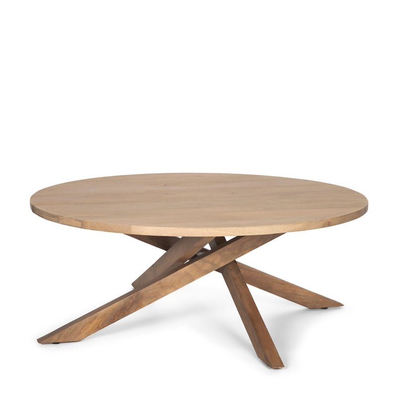 42" Solid Wood Round Cross Legs Coffee Table - Natural