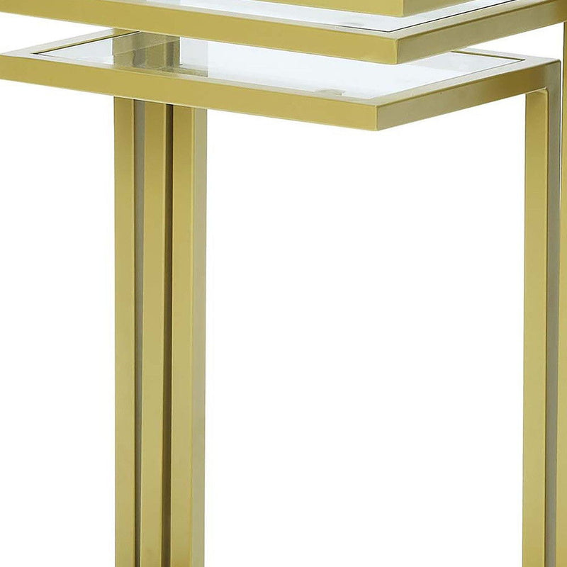 Glass Rectangular End Table - Chrome