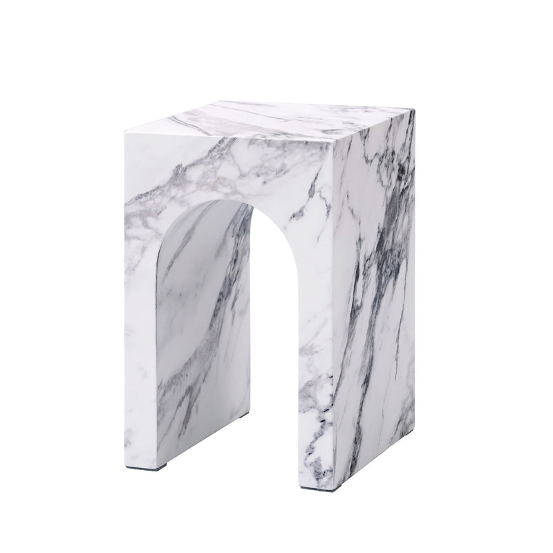 Concrete Square Sled End Table - White