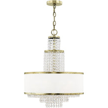Load image into Gallery viewer, Five Light Metal Dimmable Chandelier With Shades - Bronze / Clear / Off White
