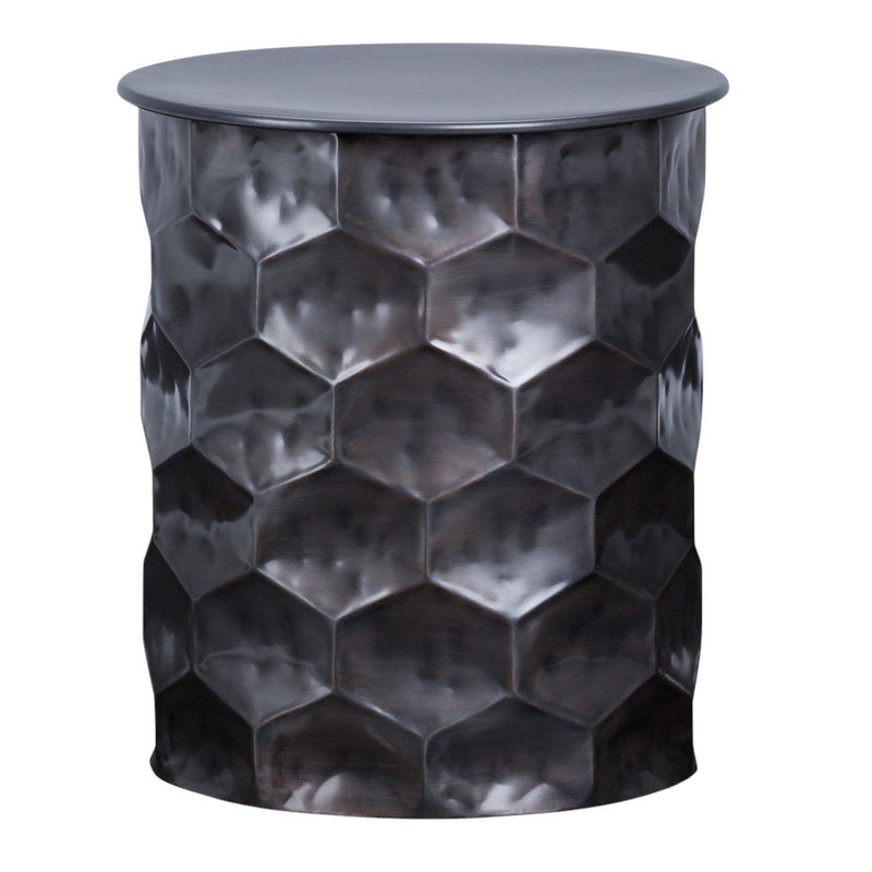 Antiqued Metal Round End Table - Bronze