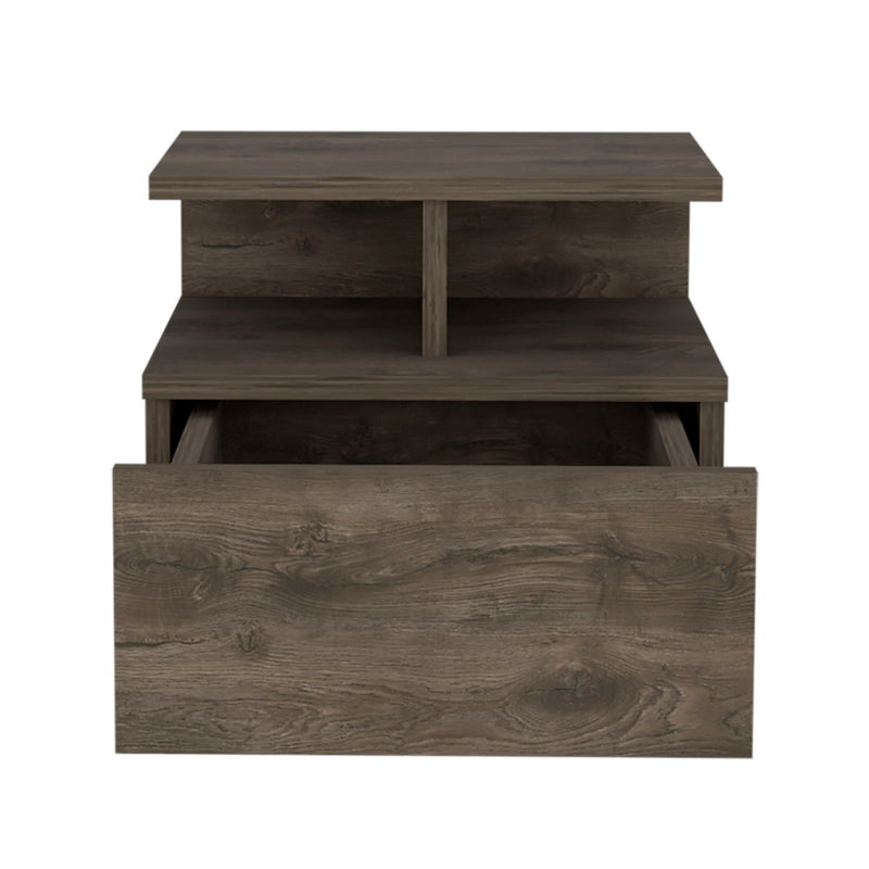 12" One Drawer Faux Wood Floating Nightstand - Brown