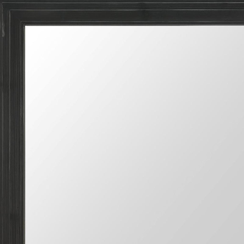 34" Glass Square Rope Hanging Accent Mirror - Black