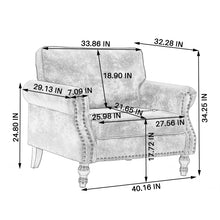 Load image into Gallery viewer, Rolled Arm Sofa With Nailhead Trim, 1 Seater Upholstered Couch With Wooden Legs
