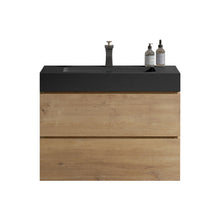 Load image into Gallery viewer, Alice - Natural Oak Bathroom Vanity With Sink, Large Storage Wall Mounted Floating Bathroom Vanity For Modern Bathroom, One-Piece Sink Basin Without Drain
